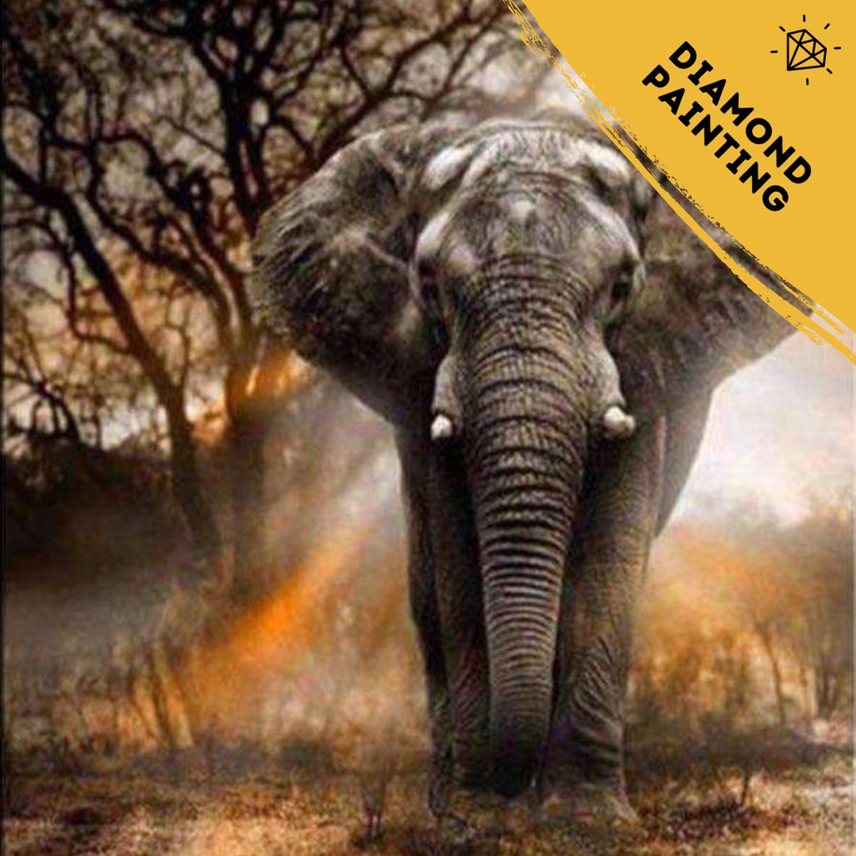 De Hobby Planeet | Diamond Painting Olifant 30x40cm - Diamond Painting Dieren - Diamond Painting Volwassenen - Diamond Painting Kinderen - Diamond Painting Pakket Volledig - Vierkante steentjes